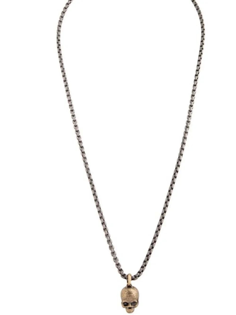 DAVID YURMAN 18K & STERLING DIAMOND MEMENTO MORI SKULL AMULET PENDANT NECKLACE